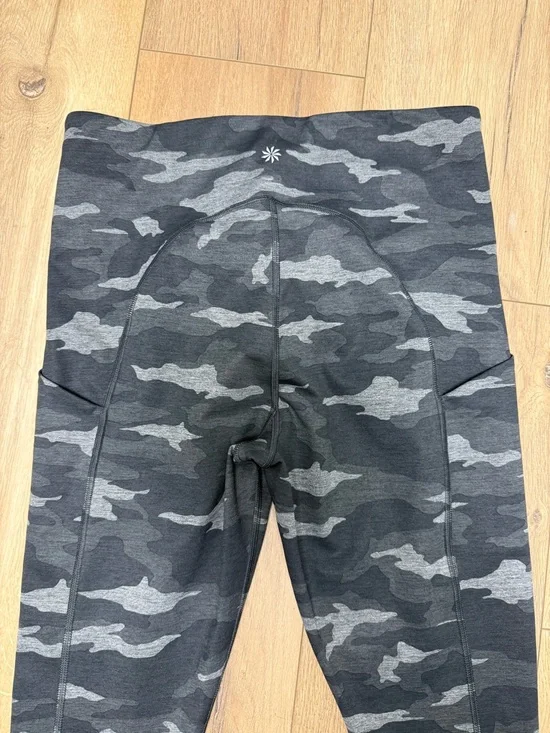 ATHLETA Ultimate Stash Pocket Gray & Black Camo 7/8 Tights Size Medium - Picture 9 of 14